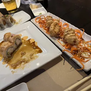 The Jen Jen (5 pc) off to the right. C7. Baked Salmon Roll on the left.