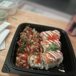 (take out) Geisha Roll (right) and  Matsuyama Special (left)