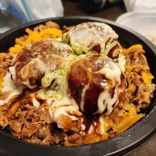 Mini Takoyaki Beef Rice Bowl