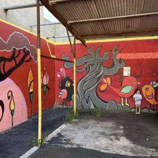 Cool murals in the parking lot