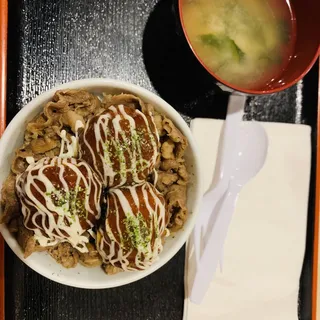 Takoyaki Beef Rice Bowl