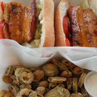 Alligator smoked sausage poboy