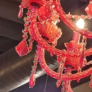 The dust on the chandelier above our table