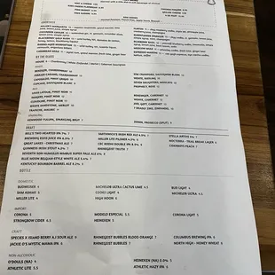 menu