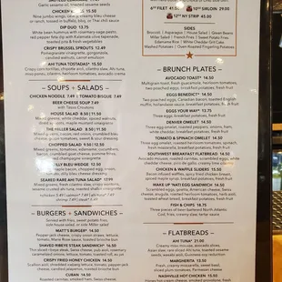 Current prices brunch menu