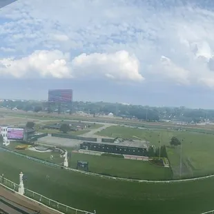 Panoramic view of the track from restaurant balcony