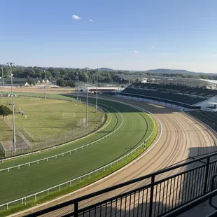 Track view from restaurant balcony