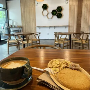 Arepa and dirty chai latte