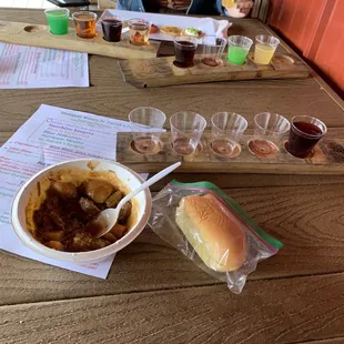 Wine flight with Irish stew