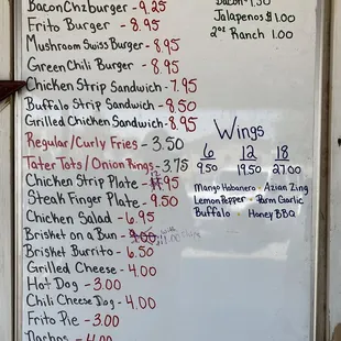 Menu as of June 30, 2024