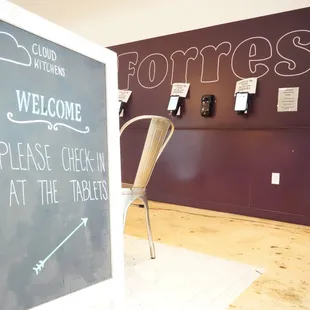 a chalkboard with a welcome sign