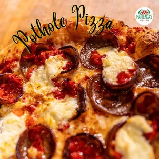 Italian sausage, Cup N Char Sausage, Red Roasted Bell Peppers, Ricotta Cheese topped with Hot Honey. A MUST Try!