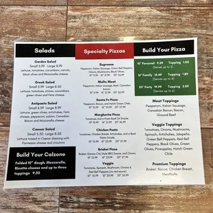 Mattenga&apos;s menu.