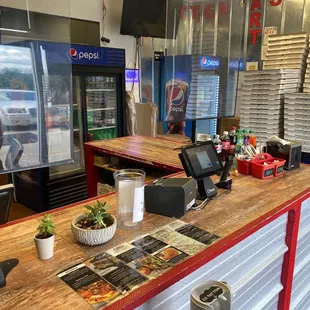 he cash register and counter