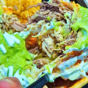 a plate of mexican food