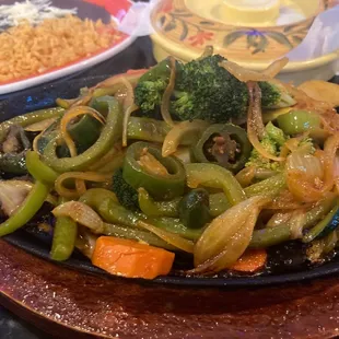 a plate of vegetables and rice