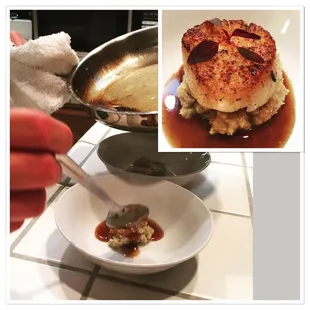 Course #4- Seared Scallop with parsley root puree and apple sage brown butter