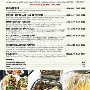 Limited temporary menu