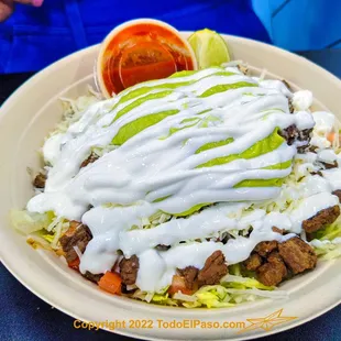 a plate of mexican food