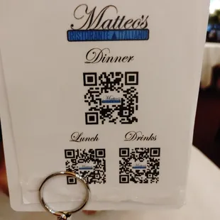 Menu on qr code