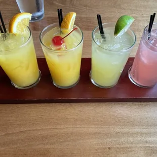 My crush flight: Orange, creamsicle, pineapple and strawberry lemon.