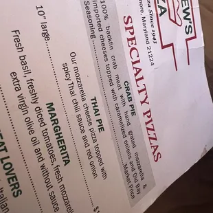 menu