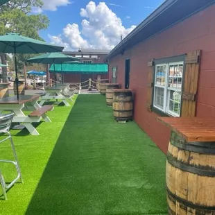Whiskey barrel tables