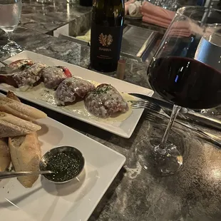 Bread service &amp; Grilled peppers