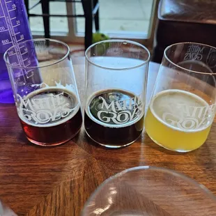 L to r. Irish red.RIS. new tropical ipa