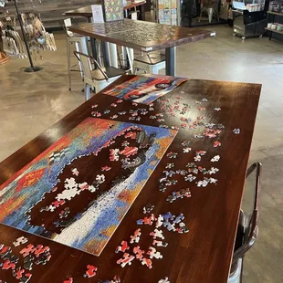 a table with a puzzle on it
