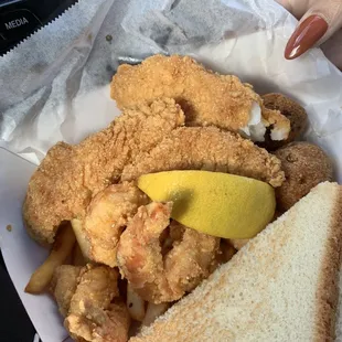 Fried catfish and shrimp basket