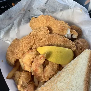 Fried catfish and shrimp basket