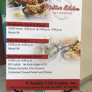 Hours of operation and location info