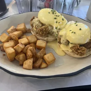 Special of the day-- oyster Benedict with potatoes