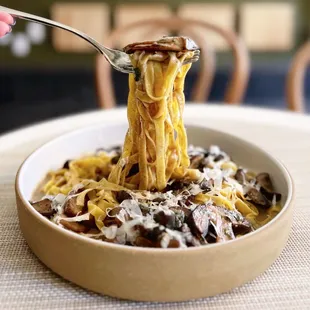 Tagliatelle w/ marsala mushrooms &amp; truffle cheese | $28
