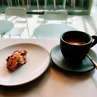 Maple, pecan, banana cookie $4.50 and Espresso with vanilla cream $3.75