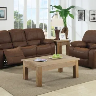Palomino Motion Furniture. Includes Sofa Drop Down, Loveseat Console and Rocking Recliner.