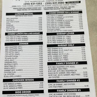 menu