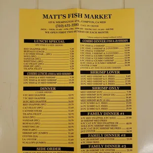 The menu