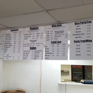 menus and prices