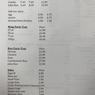 Menu page 1 as of Oct 2020