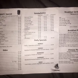 menu
