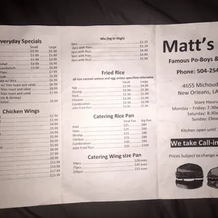 menu