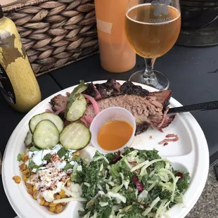 1 Meat 2 Side plate - Brisket, street corn, coleslaw. @FibonacciBrewing