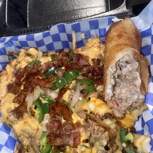 Matty&apos;s Patty&apos;s Fries and Cheese Burger Eggroll