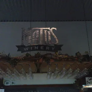 the sign above the bar