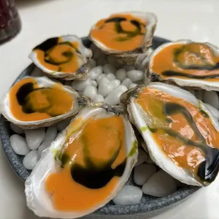 Huacatay oysters - sourced from Nova Scotia