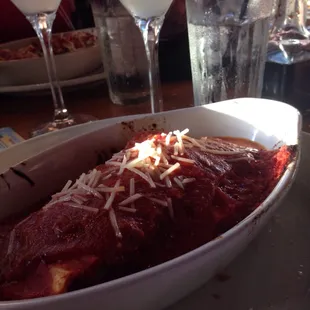 lasagna in a white dish