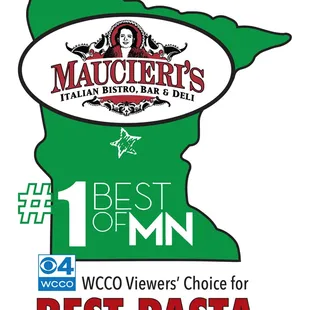 Congratulations to Maucieri's for receiving WCCO's Viewers' Choice Award for Best Pasta in Minnesota!!!