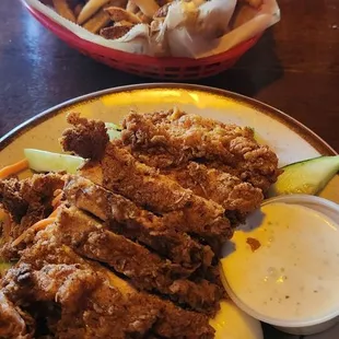 Chicken salad and fries